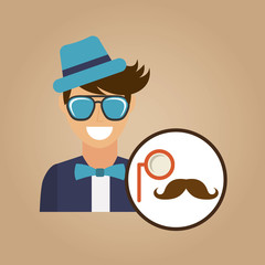 hipster character monocle and mustache vintage icon vector illustration eps 10