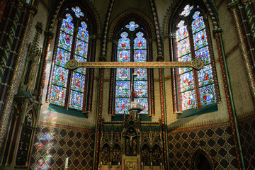Fototapeta premium Brugges Church of Our Lady church windows and altar