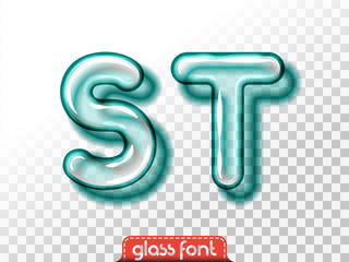 Realistic glass alphabet font