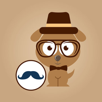 doggy hipster concept, mustache style vector illustration eps 10