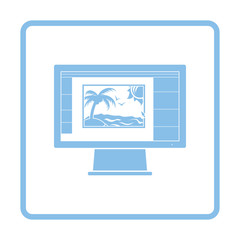 Icon of photo editor on monitor screen