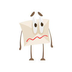 Quivering Lips Humanized Letter Paper Envelop Cartoon Character Emoji Illustration