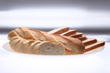 french baguettes on white background