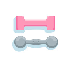 Two Girly Color Dumbbells For Arms Exercises Vector Illustration From The Fitness Essentials Collection