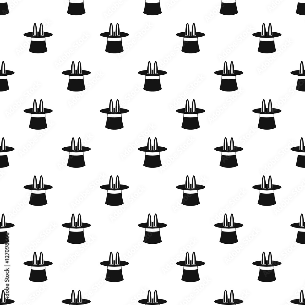 Poster rabbit ears appearing from a top magic hat pattern. simple illustration of vector pattern for web