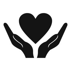 Obraz premium Hands holding heart icon. Simple illustration of hands holding heart vector icon for web design