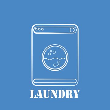 Laundry label. Washing machine icon. Vector illustration.