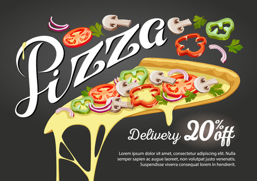 Pizza slice vector for advertising design of restaurant business.