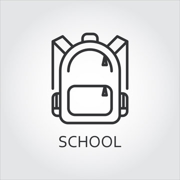 Icon school bag drawn in outline style on gray background