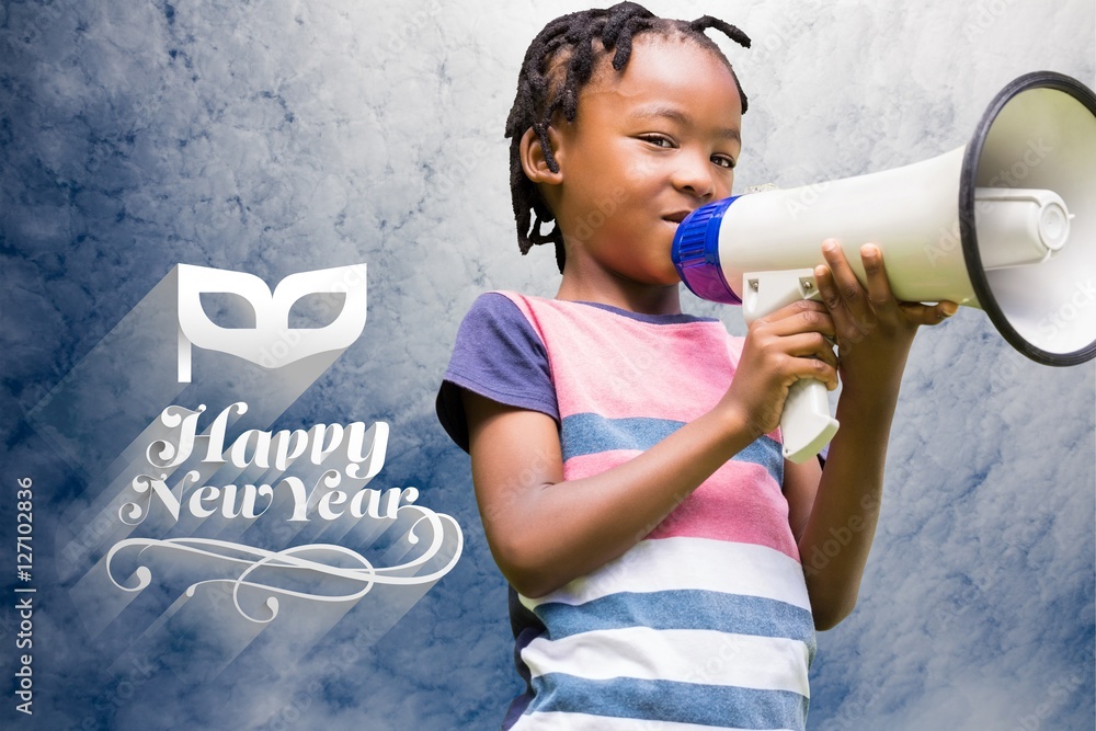 Poster composite image of child with megaphone