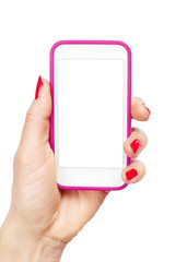 Female hand holding a phone
