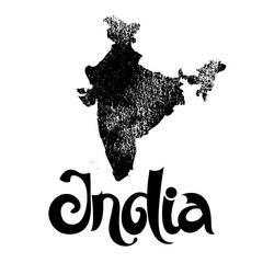 India. Abstract vector monochrome background with lettering and map
