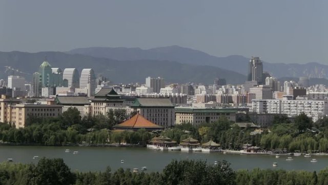 WS Cityscape with Beihai Park in foreground / Beijing, China