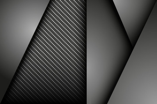 Dark abstract background with carbon and metal sheets, vector illustration