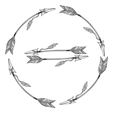 Arrow of boho style icon. Bohemic decoration and vintage theme. Isolated design. Vector illustration