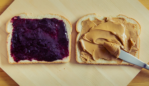 Open-Faced Peanut Butter and Jelly Sandwich