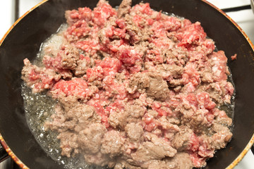 beef fried in a pan