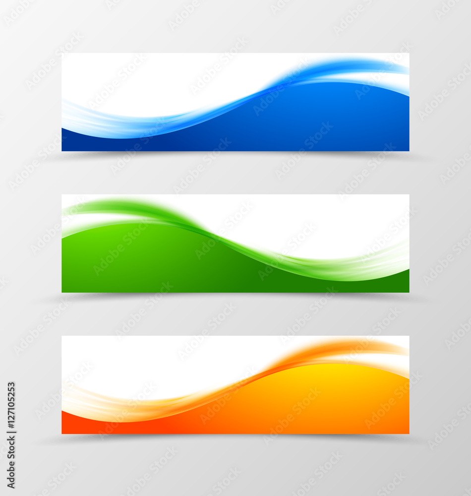 Poster set of header banner wavy design
