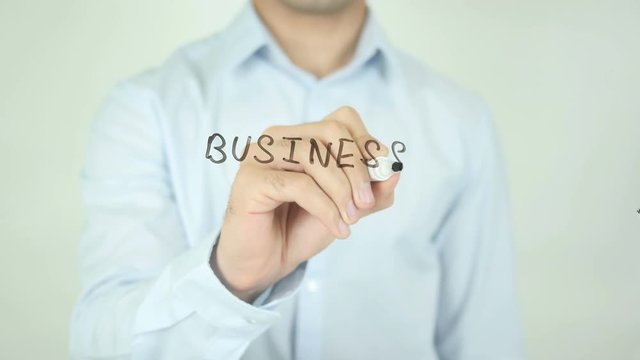Business Cases, Man Writing on Screen