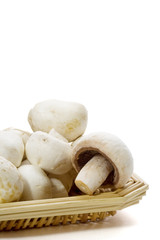 Button Mushrooms on White Background
