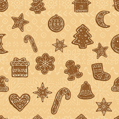 Gingerbread christmas cookies pattern