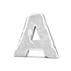Rendering of stone letter A isolated on white background.