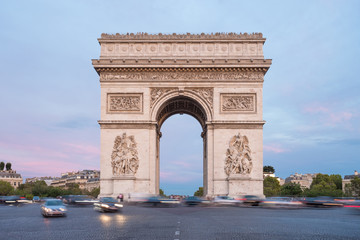 Triumphal arch. Paris. France. View Place Charles de Gaulle. Famous touristic architecture landmark...