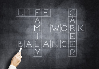 Fototapeta premium Woman draw crossword