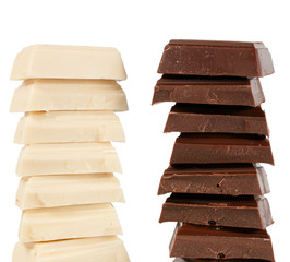 Stack of Black and White Chocolate isolated