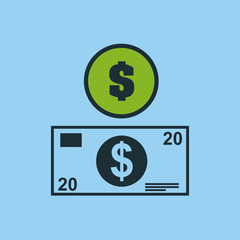 hand hold bill dollar money vector illustration eps 10