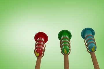 Composite image of rockets for fireworks