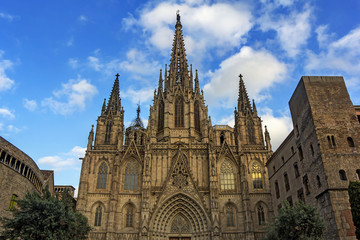 Fototapeta na wymiar Cathedral of the Holy Cross and Saint Eulalia in Barcelona Catal