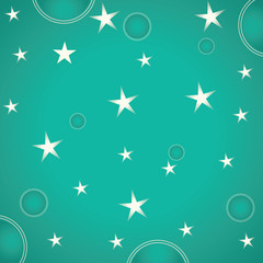 Stars and circles on green background