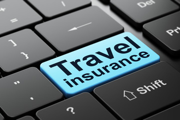 Fototapeta premium Insurance concept: Travel Insurance on computer keyboard background