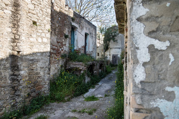 Fototapeta na wymiar Street of history abandoned town in old Aliano