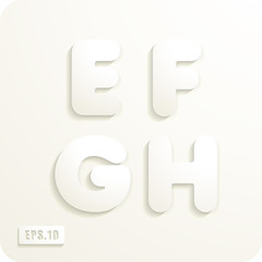 3d Joyful set of cut paper vector letters, E,F,G,H. Eps 10.