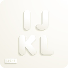 3d Joyful set of cut paper vector letters, I,J,K,L. Eps 10.