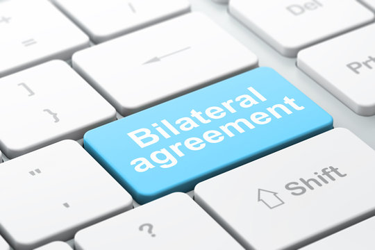 Insurance concept: Bilateral Agreement on computer keyboard background