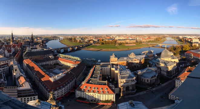 View from top on Dresden city, Germany.