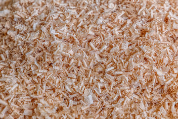 wood shavings full screen. Wood timber construction material for background and texture. close up. used as background