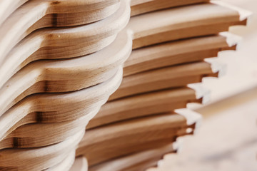 Wood processing. Joinery work. wooden furniture. Wood timber construction material for background...