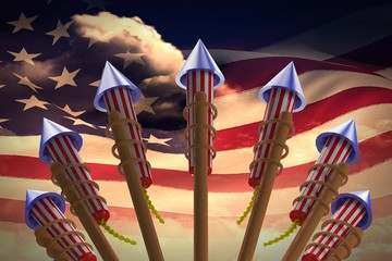 Composite image of rockets for fireworks - Powered by Adobe