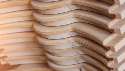 Wood processing. Joinery work. wooden furniture. Wood timber construction material for background and texture. details wood production. composition wood products. small depth of field