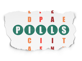 Healthcare concept: Pills in Crossword Puzzle