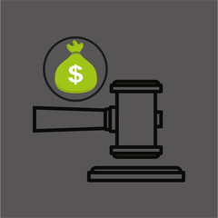 money bag with judge gavel icon design vector illustration eps 10