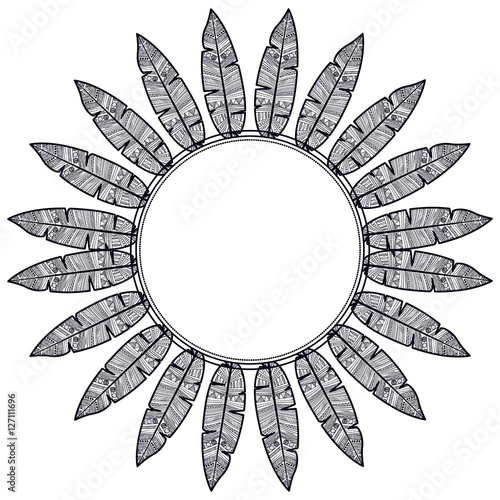 Download "Feather plume and circle icon. Bohemic boho rustic ...