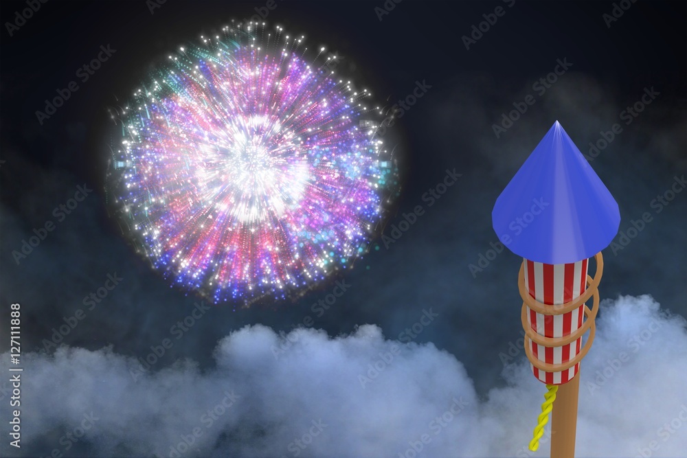 Poster composite image of rocket for firework