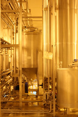 Equipment, industrial tools and machinery for the production of beer in factory shops