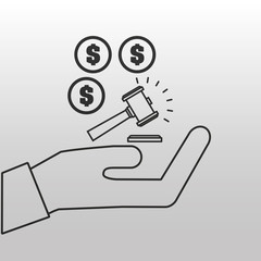 money judge gavel concept icon vector illustration eps 10