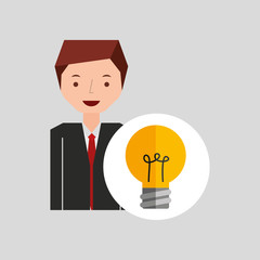 business man cartoon and bulb idea vector illustration eps 10